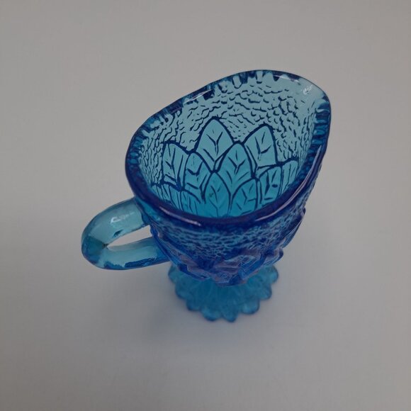 Kanawha Blue Pressed Glass Miniature Pitcher Toothpick Holder Decorative Accent - Picture 8 of 12